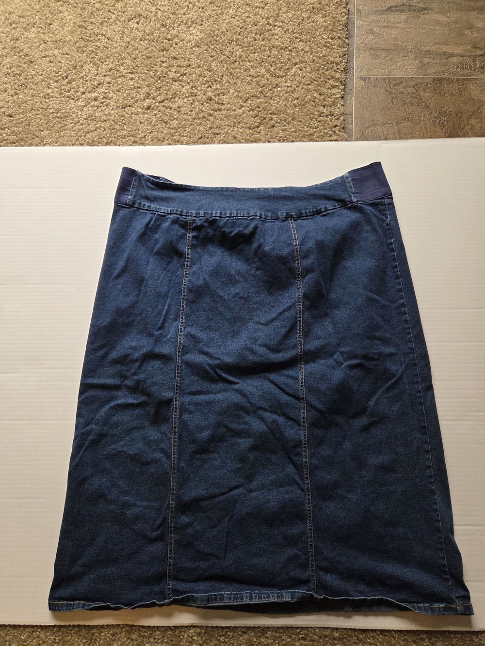 Woman Within Blue Denim Skirt 26W Plus Size Elastic Waist Pull On Modest Western